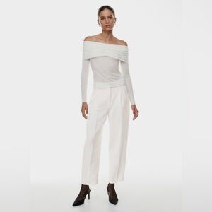 NWT Aritzia Wilfred Carrot Pant High Rise Crepe Light Birch -  Size 8